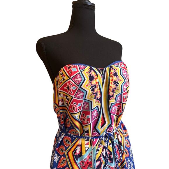 Women's Alya Maxi Dress Blue, Yellow, Red, Size Medium, EUC - Picture 3 of 3